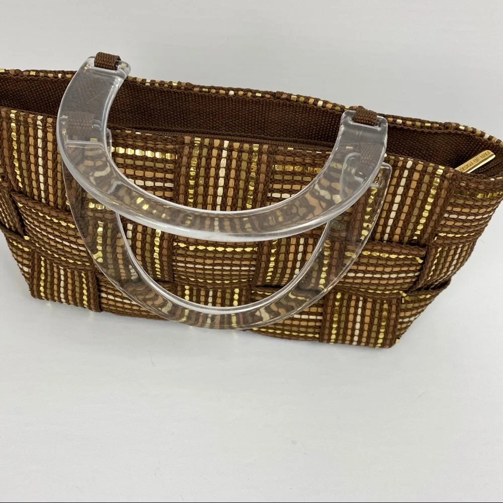 Vintage M&G Bertini Italian Paper Bag Purse Brown